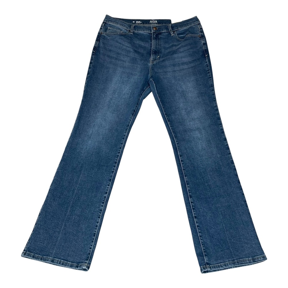 ANA A New Approach High Rise Vintage Bootcut Jeans Blue Stretch Denim Siz 16 NWT